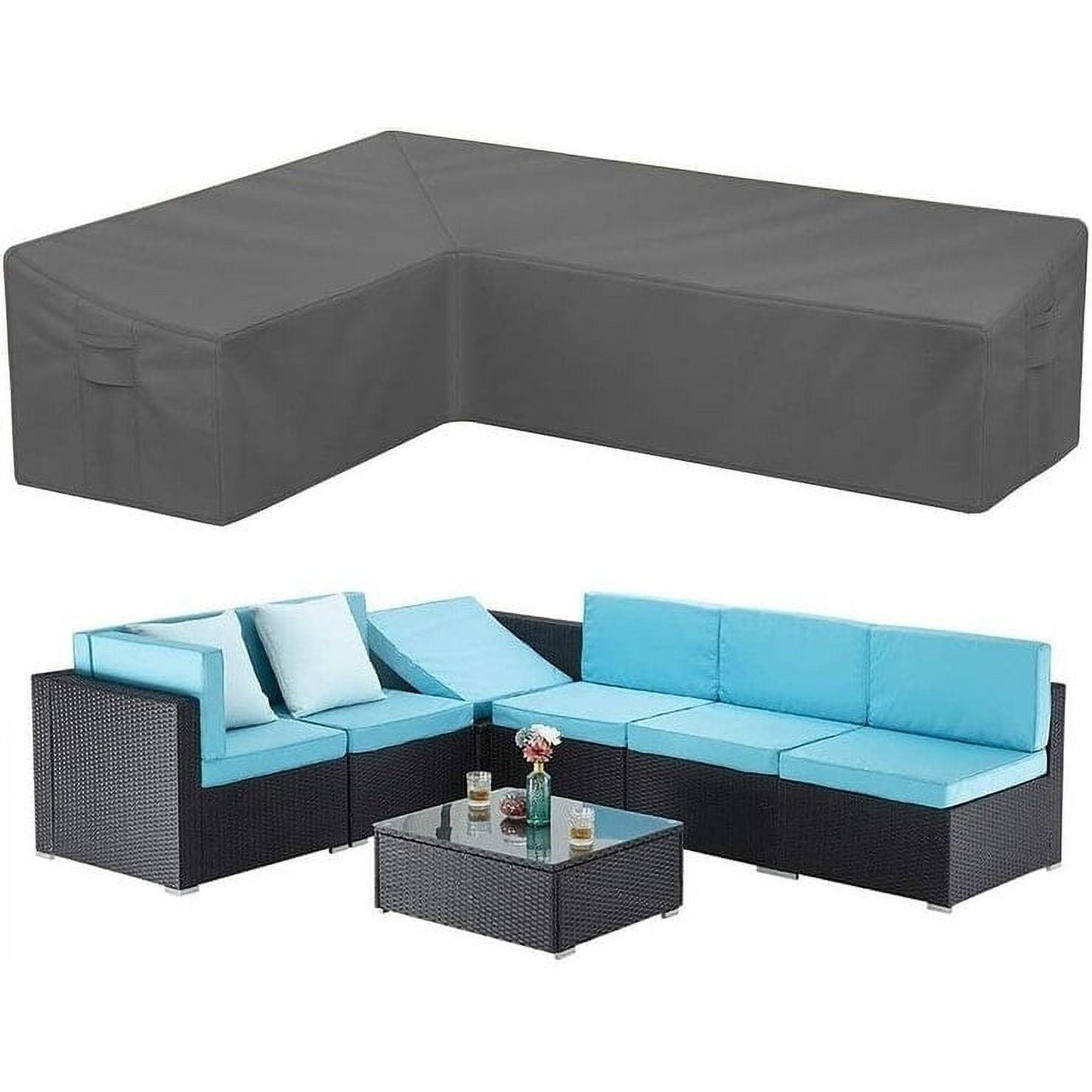 Gray Weather-Resistant Outdoor Sectional Sofa Cover