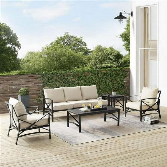 Kaplan 5pc Outdoor Sofa Set - Oatmeal - Crosley: Steel Frame, Transitional Design, Patio Lounge Furniture
