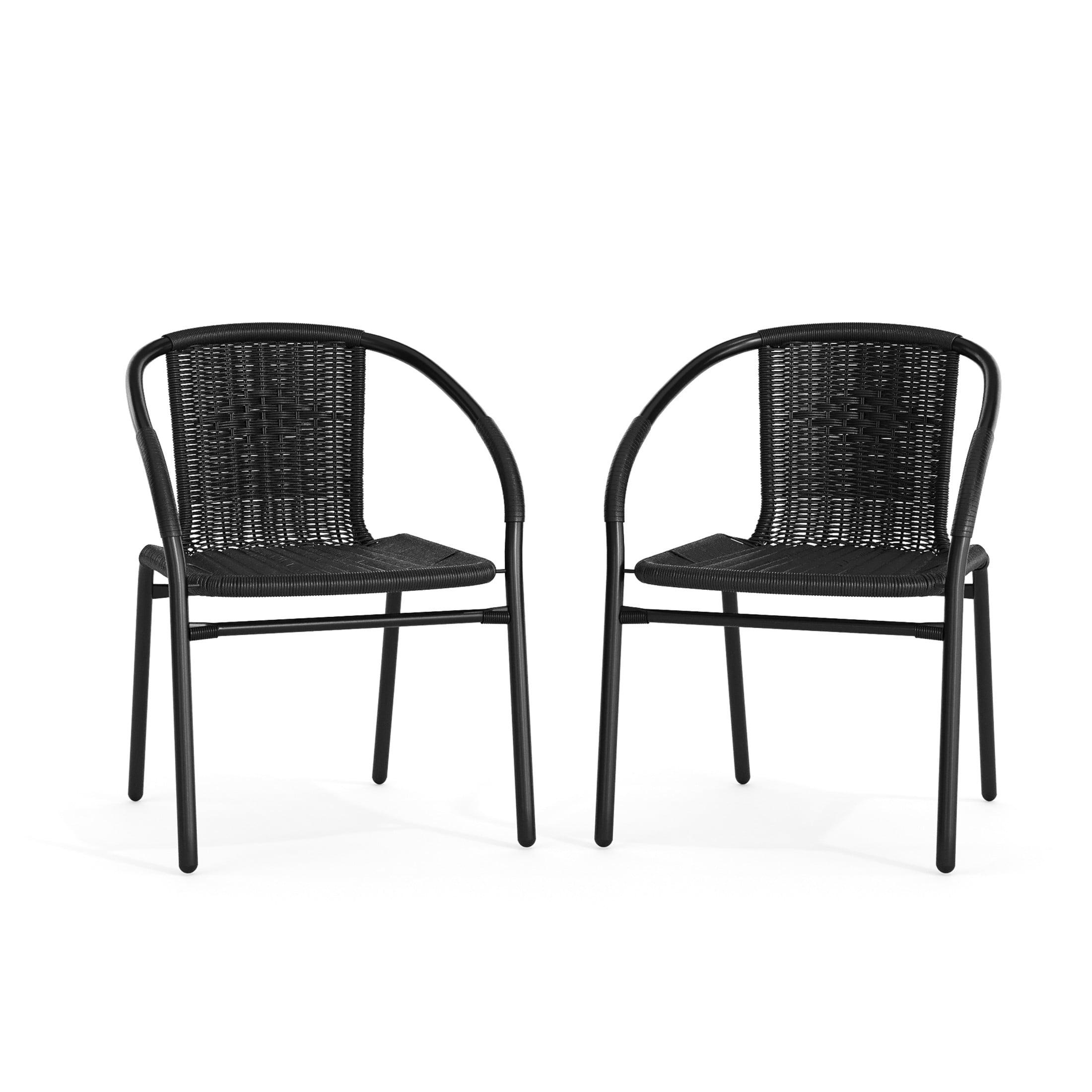 Flash Furniture Lila 2 Pack Rattan Indoor-Outdoor Restaurant Stack Chair