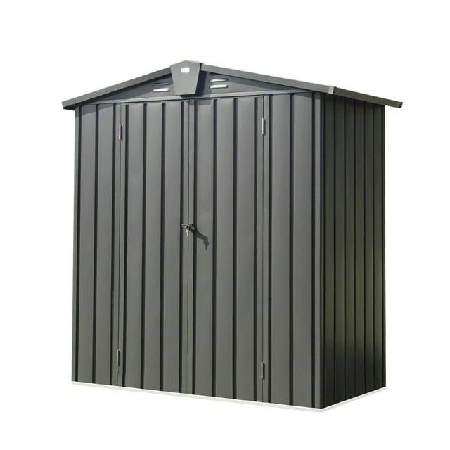 Outdoor Storage Shed 5.7x3 FT, Metal Outside Sheds&Outdoor Storage Galvanized Steel, Tool Shed with Lockable Double Door for Patio, Backyard, Garden, Lawn (5.7x3ft, Black) 00029