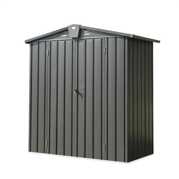 Donext Outdoor Storage Shed 5.7x3 FT,Metal Outside Sheds&Outdoor Storage Galvanized Steel,Tool Shed with Lockable Double Door for Patio,Backyard,Garden,Lawn (5.7x3ft, Black)