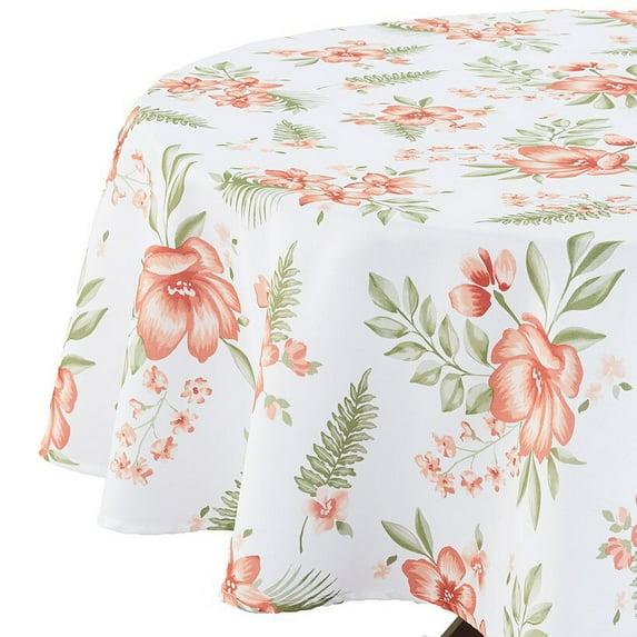 The Lakeside Collection Zippered Outdoor Umbrella Hole Tablecloths - Terracotta Floral 60" Round