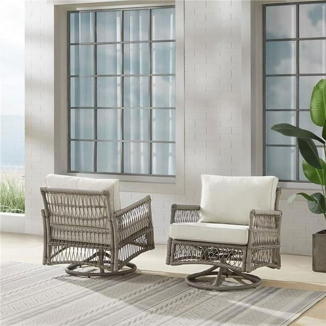 2pk Thatcher Outdoor Steel Swivel Rocking Chairs: Resin Wicker, Weather-Resistant - Crosley
