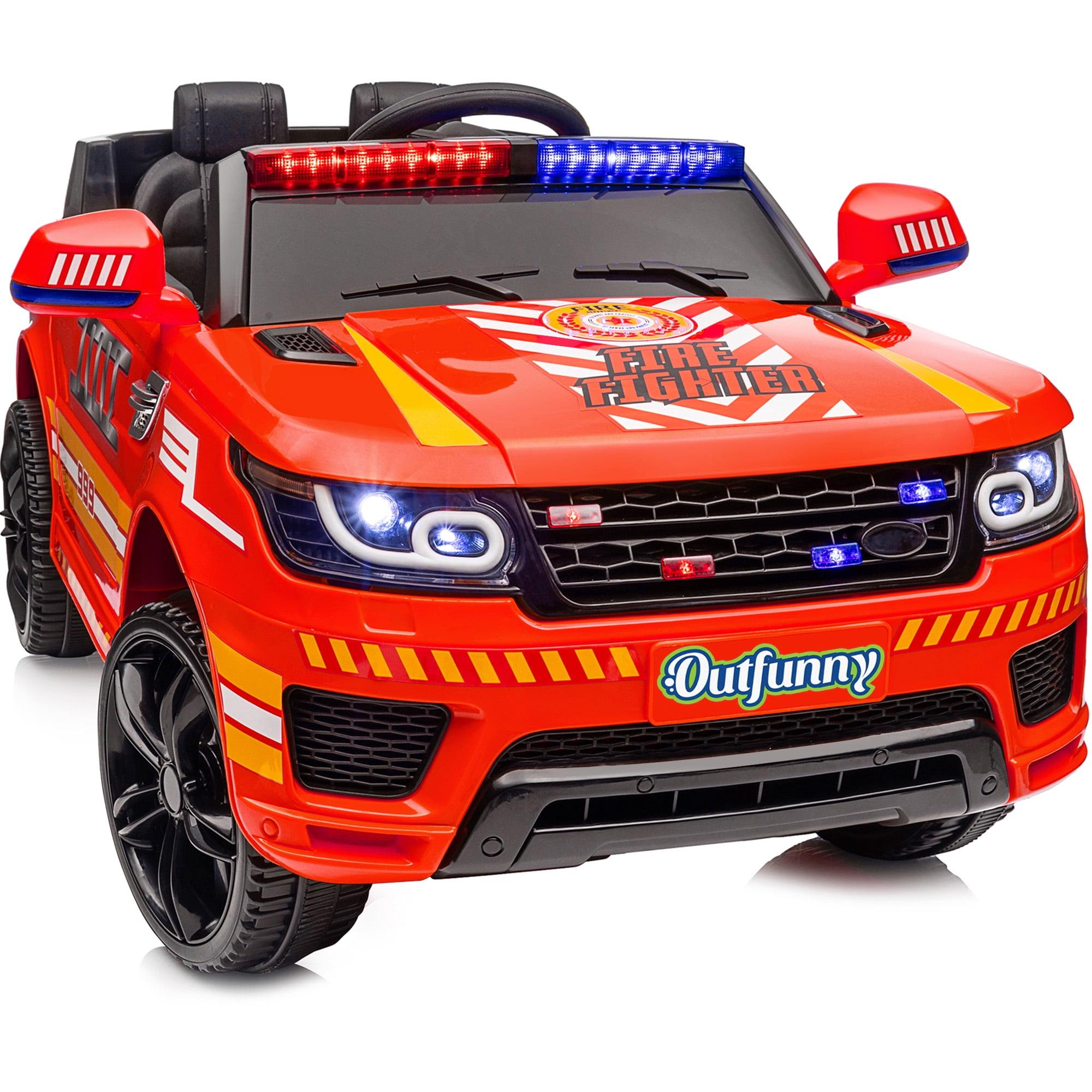 Outfunny Electric Police Car for Kids, 12 Volt Kids Ride on Toy Car with Remote Control, Bluetooth, Megaphone