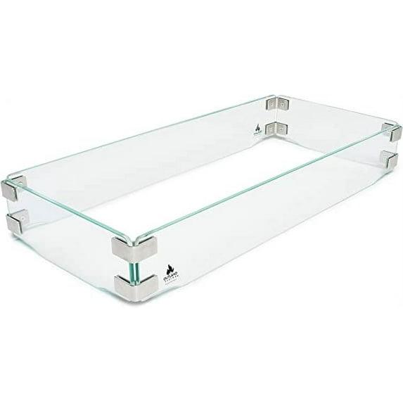 Outland Fire Table Tempered Glass Wind Guard Fence for Outland Series 401/403 Outdoor Propane Fire Pit Tables, Rectangular 29-Inch x 13-Inch x 4.5-Inch - Thick 5/16-Inch Safety Barrier