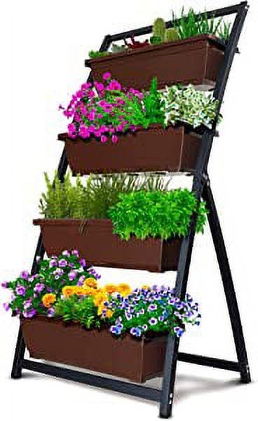 Outland Living Fernie Freestanding Vertical Garden, 4ft 4 Tier Elevated Planter Perfect for Herbs Succulents Vegetables and Flowers for Backyard and Patio