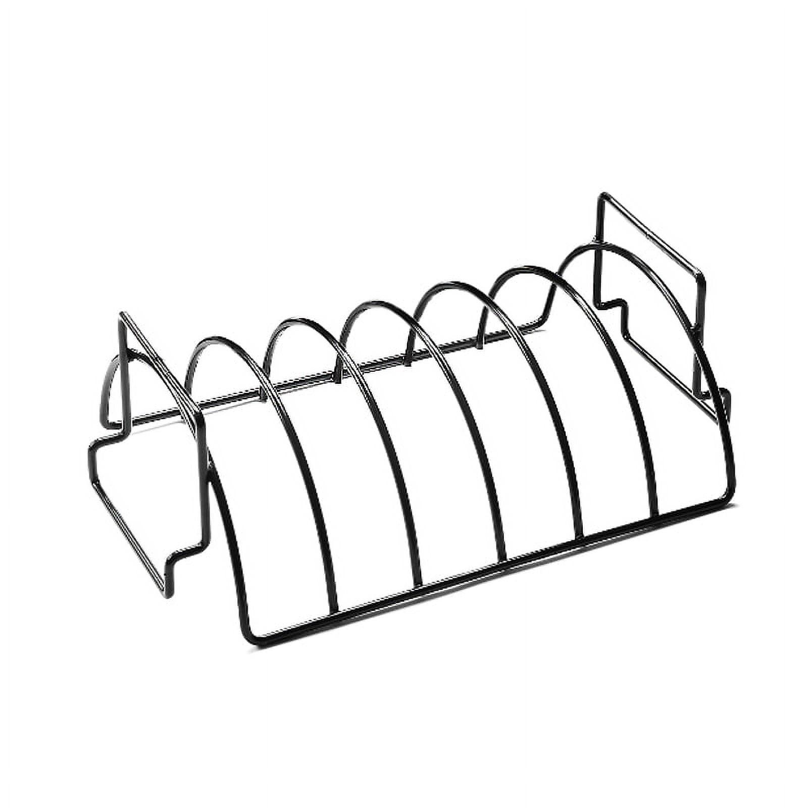 Nonstick Reversible Rib Rack - Outset: Steel Grill Cookware, Hand Wash, Smoker & Taco Oven Compatible