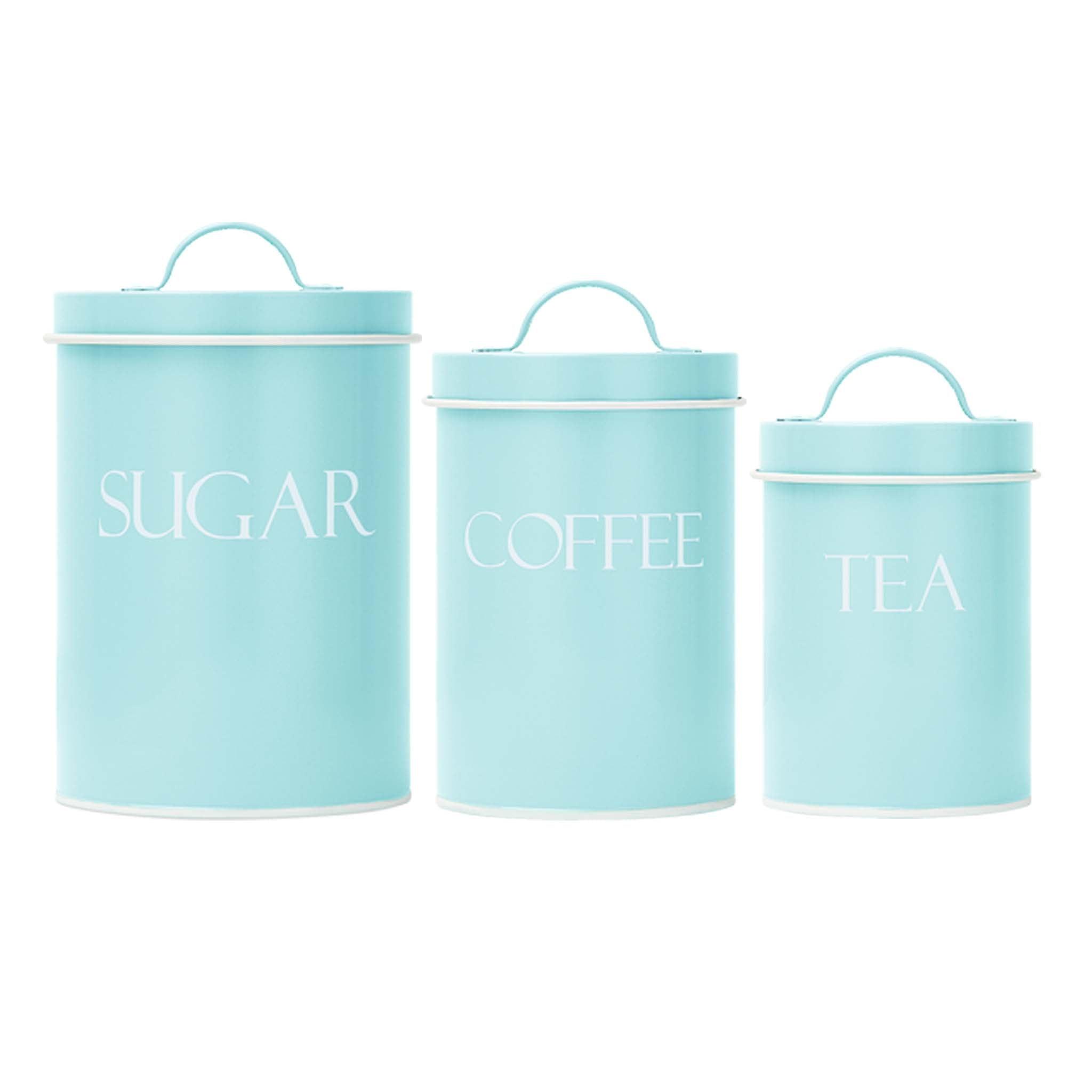 Mint Retro Metal Kitchen Canister Set with Handles