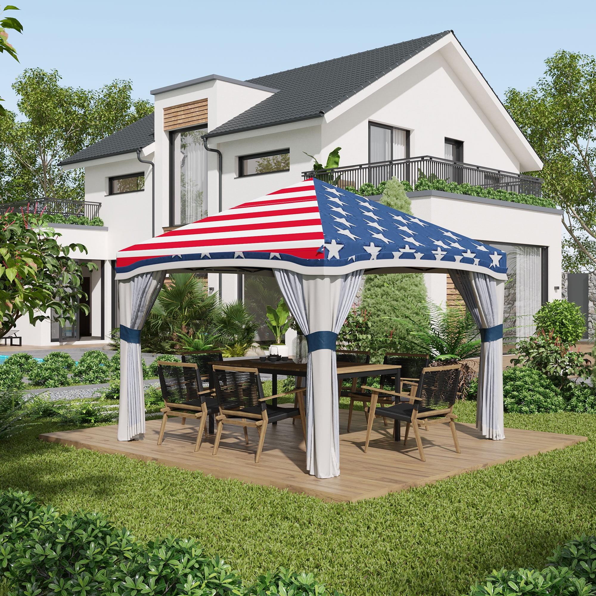 American Flag 10' x 10' Pop Up Canopy Tent with Netting