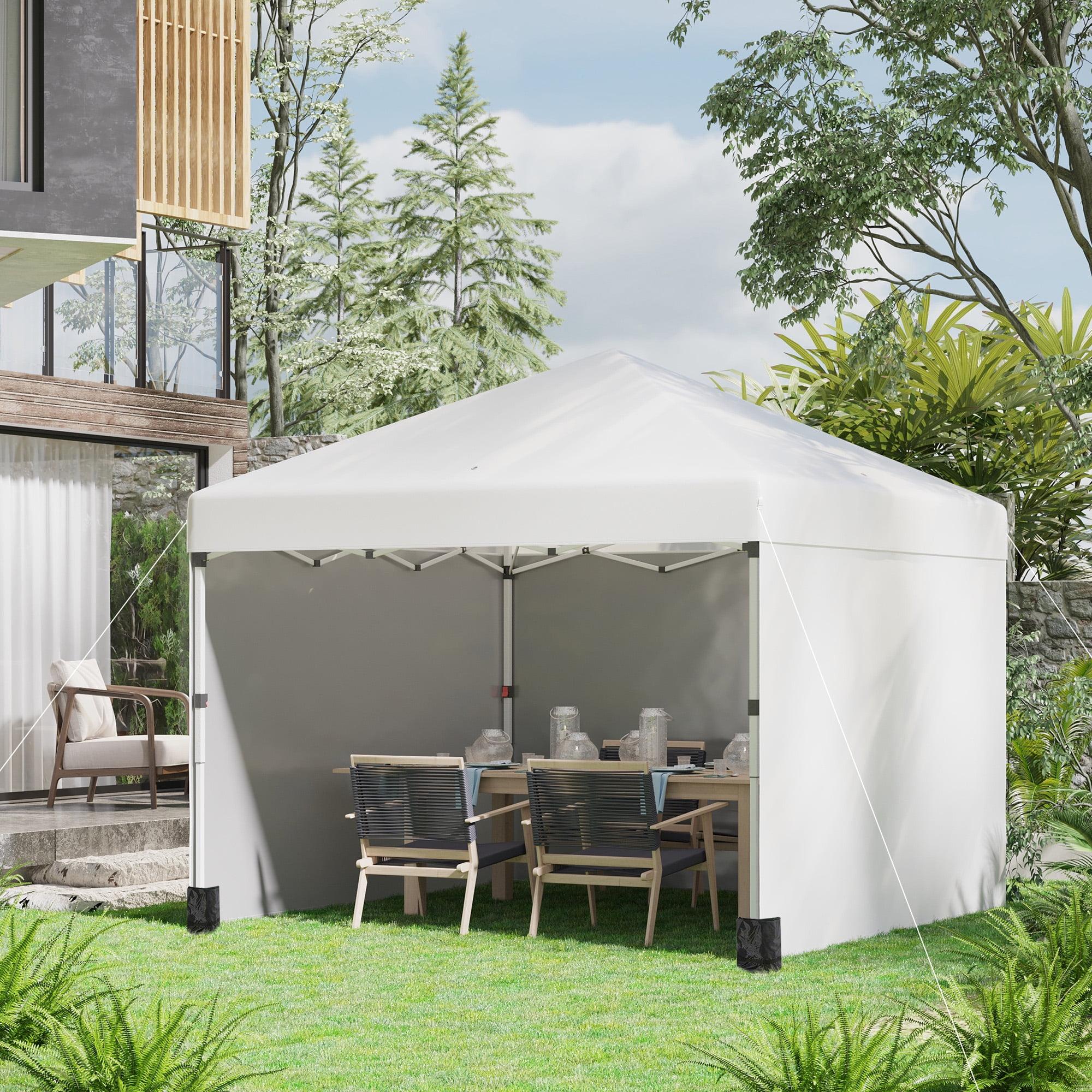 Cream 10ft Adjustable Pop-Up Canopy with Sidewalls