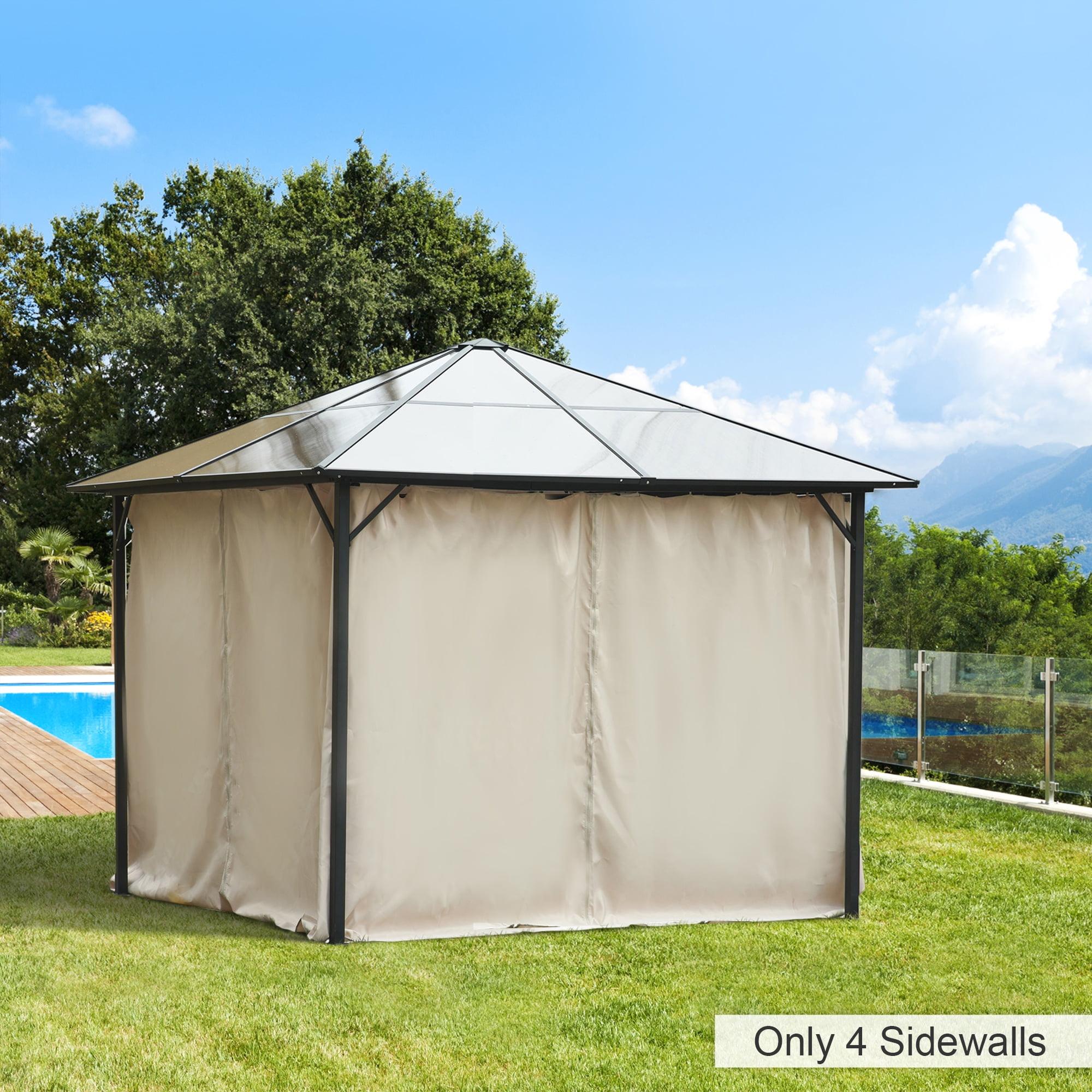 Beige Outdoor Polyester Gazebo Sidewall Set with Hooks