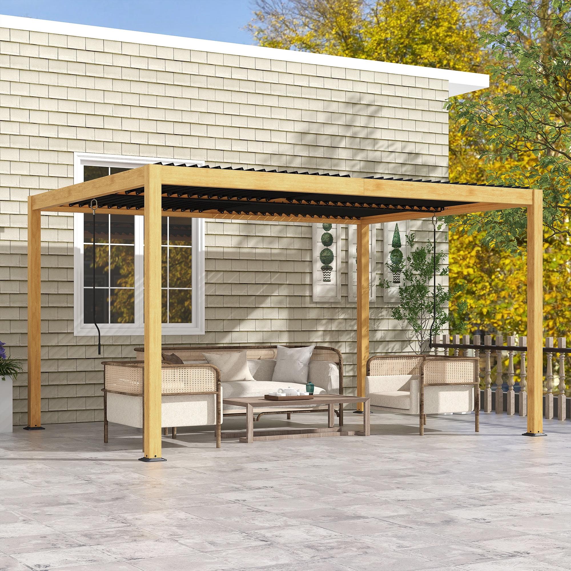 13 Ft. W x 10 Ft. D Aluminum Pergola with Canopy