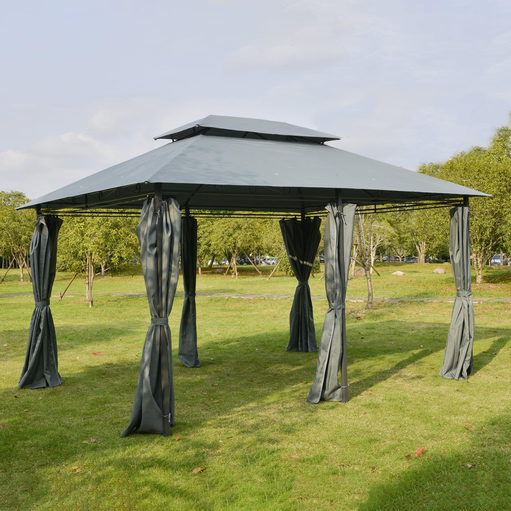 Outsunny Sage Gray 10' x 13' Steel Frame Outdoor Gazebo