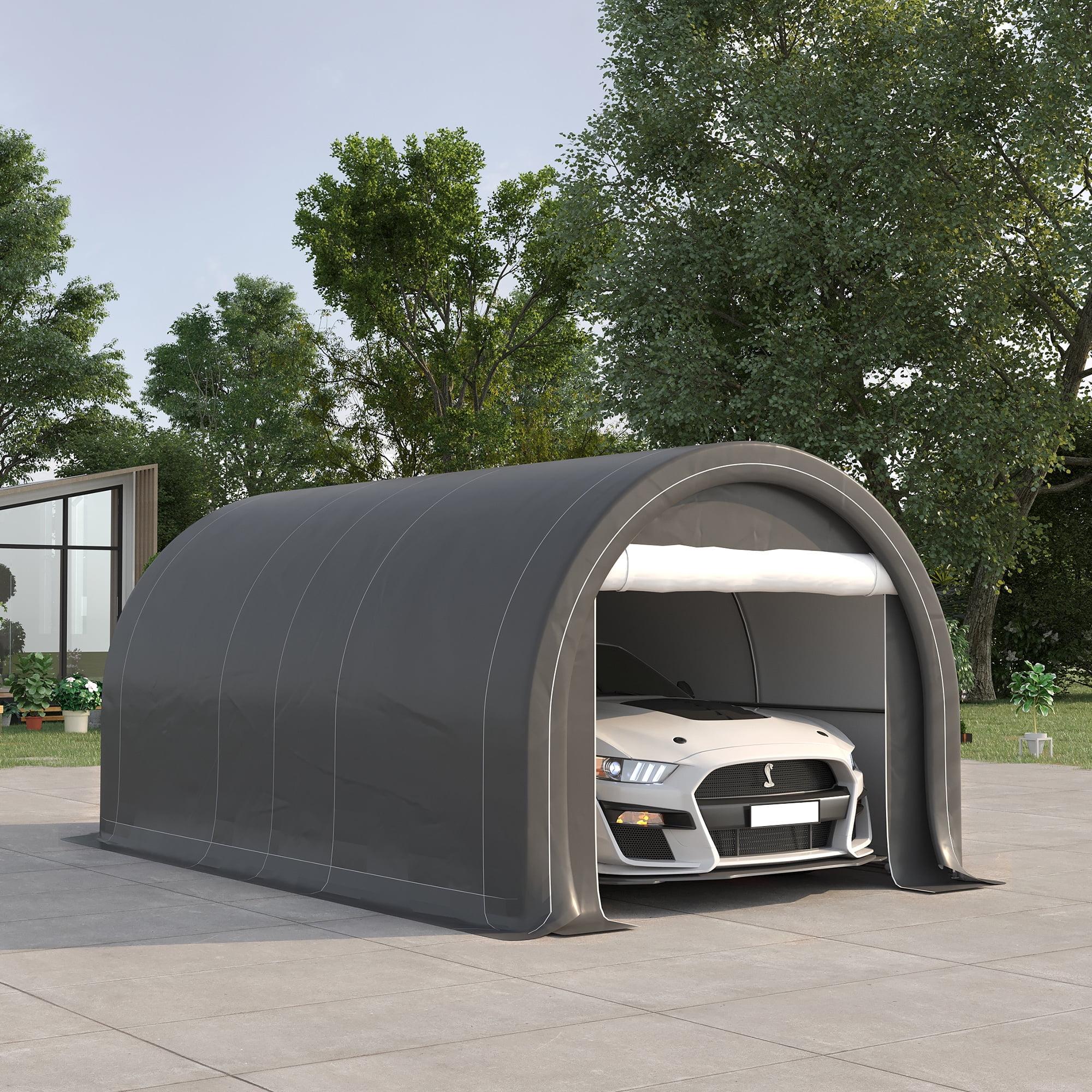 Gray 10' x 16' Portable Carport Storage Tent