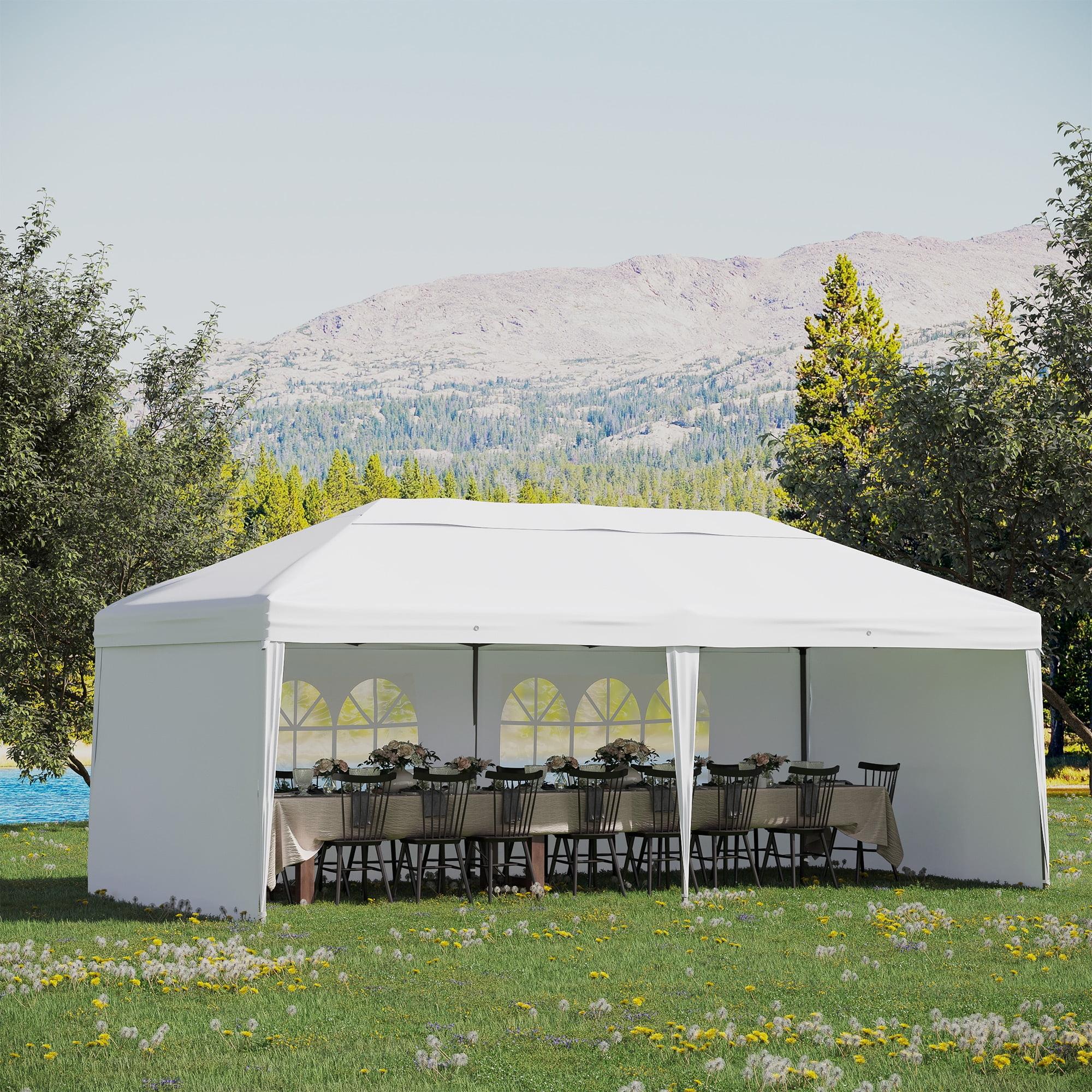 White Heavy Duty Pop Up Canopy Tent with Sidewalls