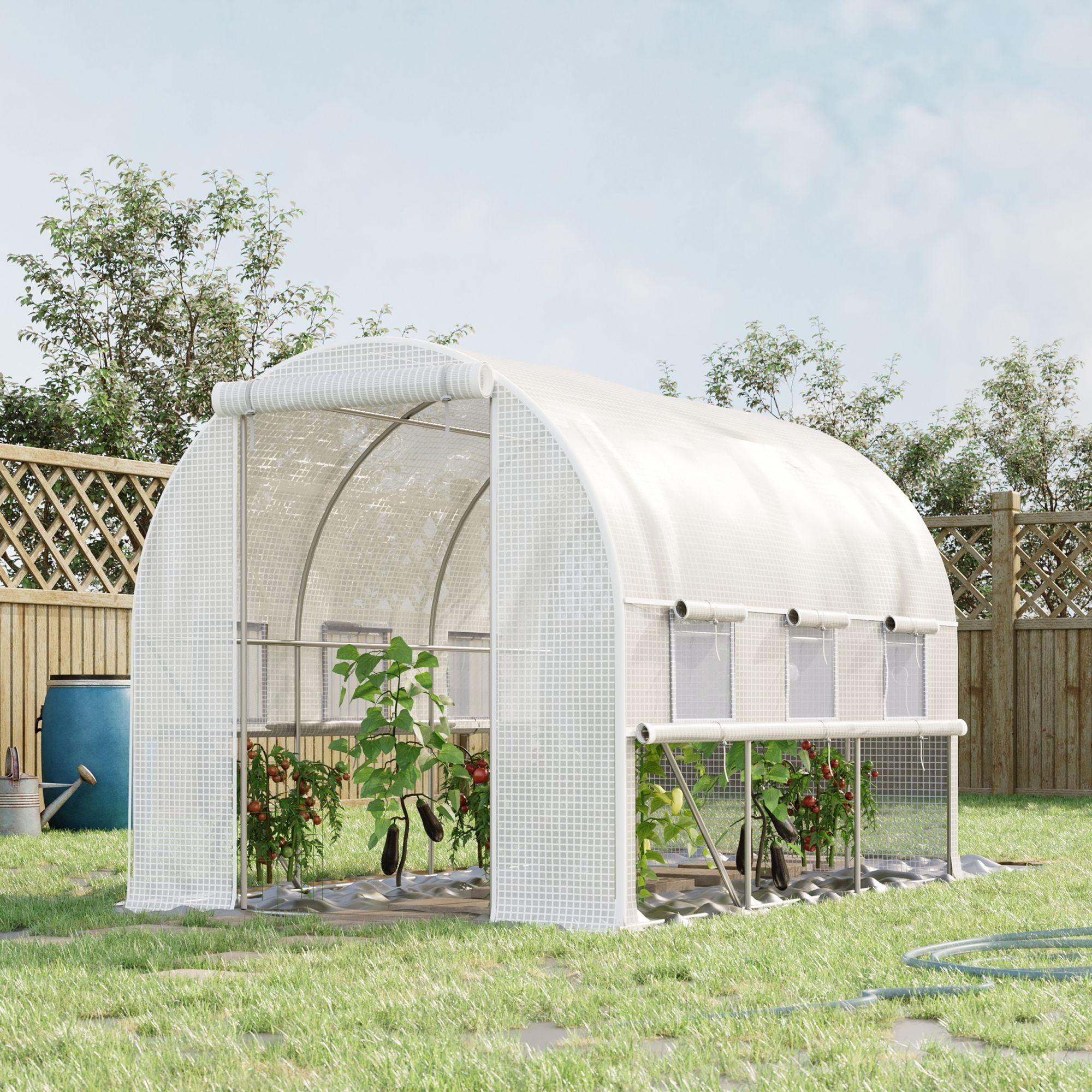 Large White PE Walk-In Tunnel Greenhouse with Galvanized Steel Frame