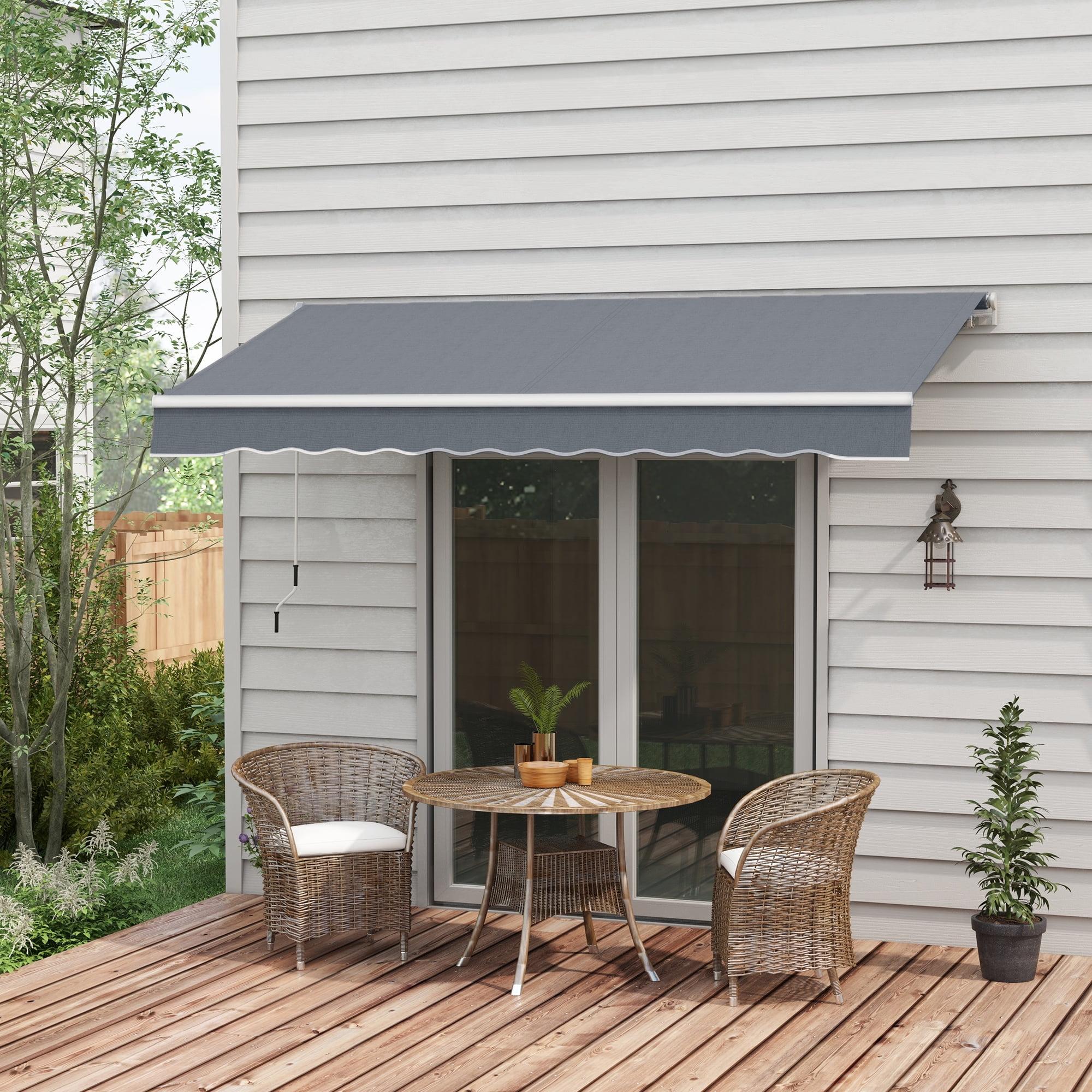 Dark Gray Aluminum and Steel Retractable Patio Awning