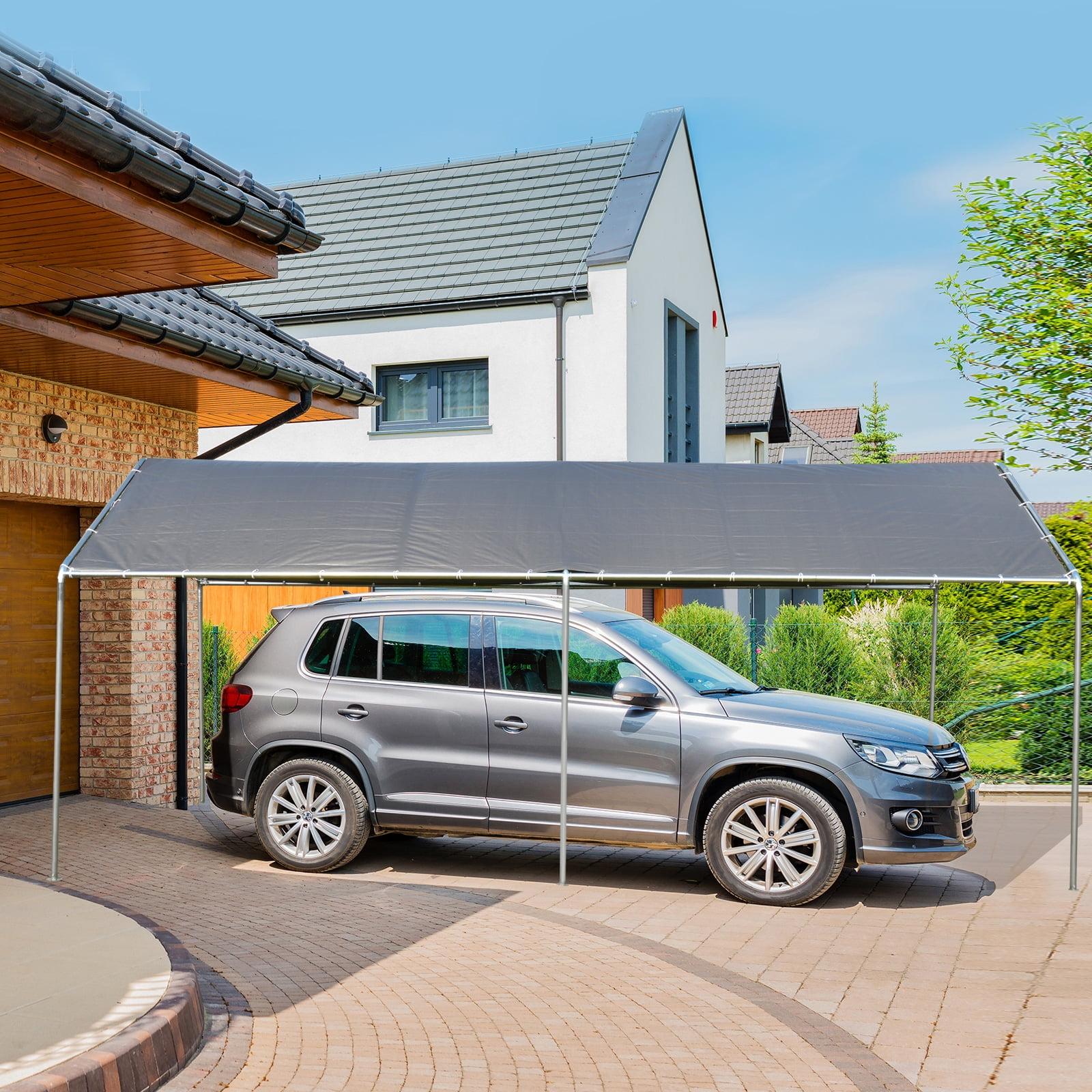 Gray 10' x 20' Portable Galvanized Steel Carport Kit