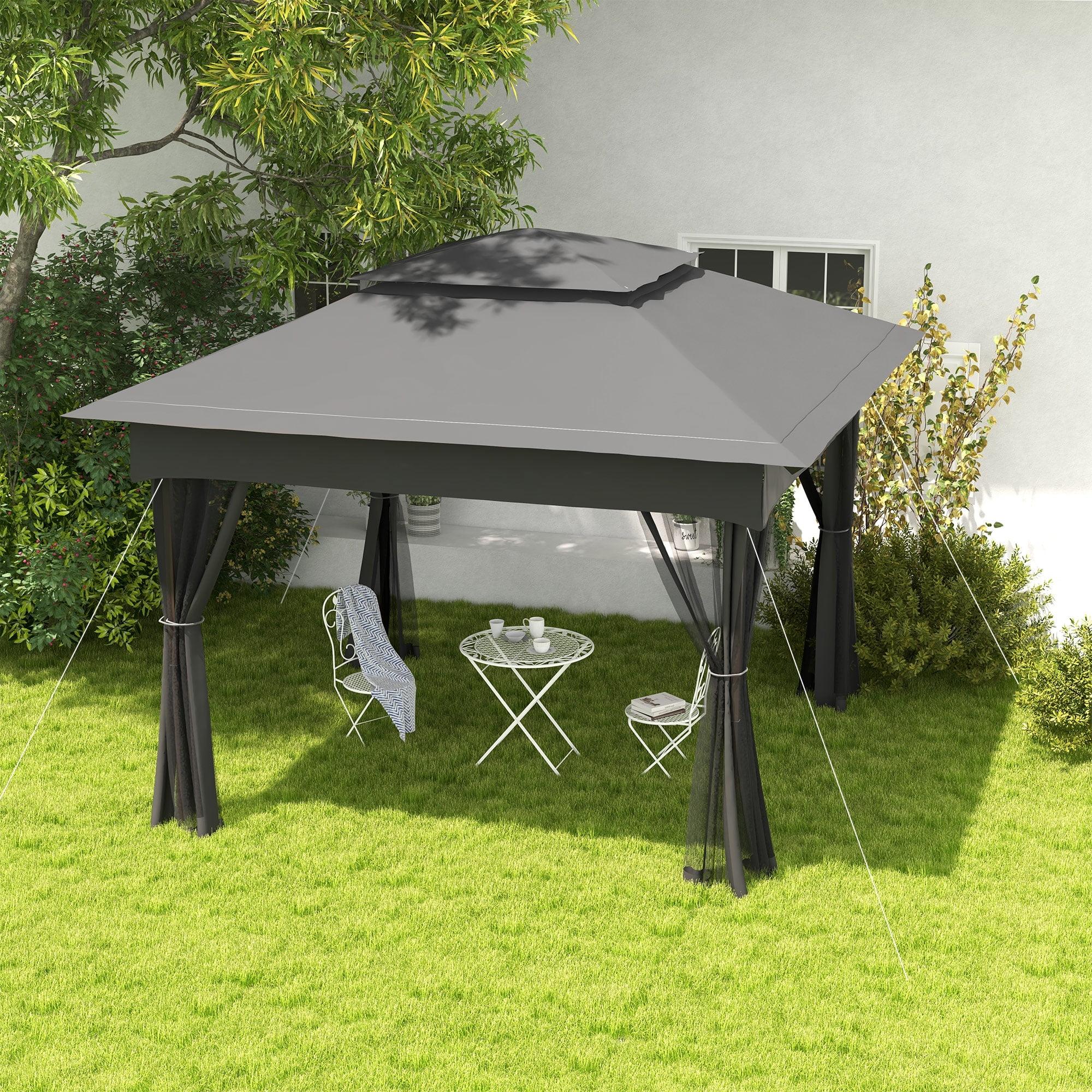 Outsunny 11' x 11' Dark Gray Pop Up Gazebo with Mesh Sides