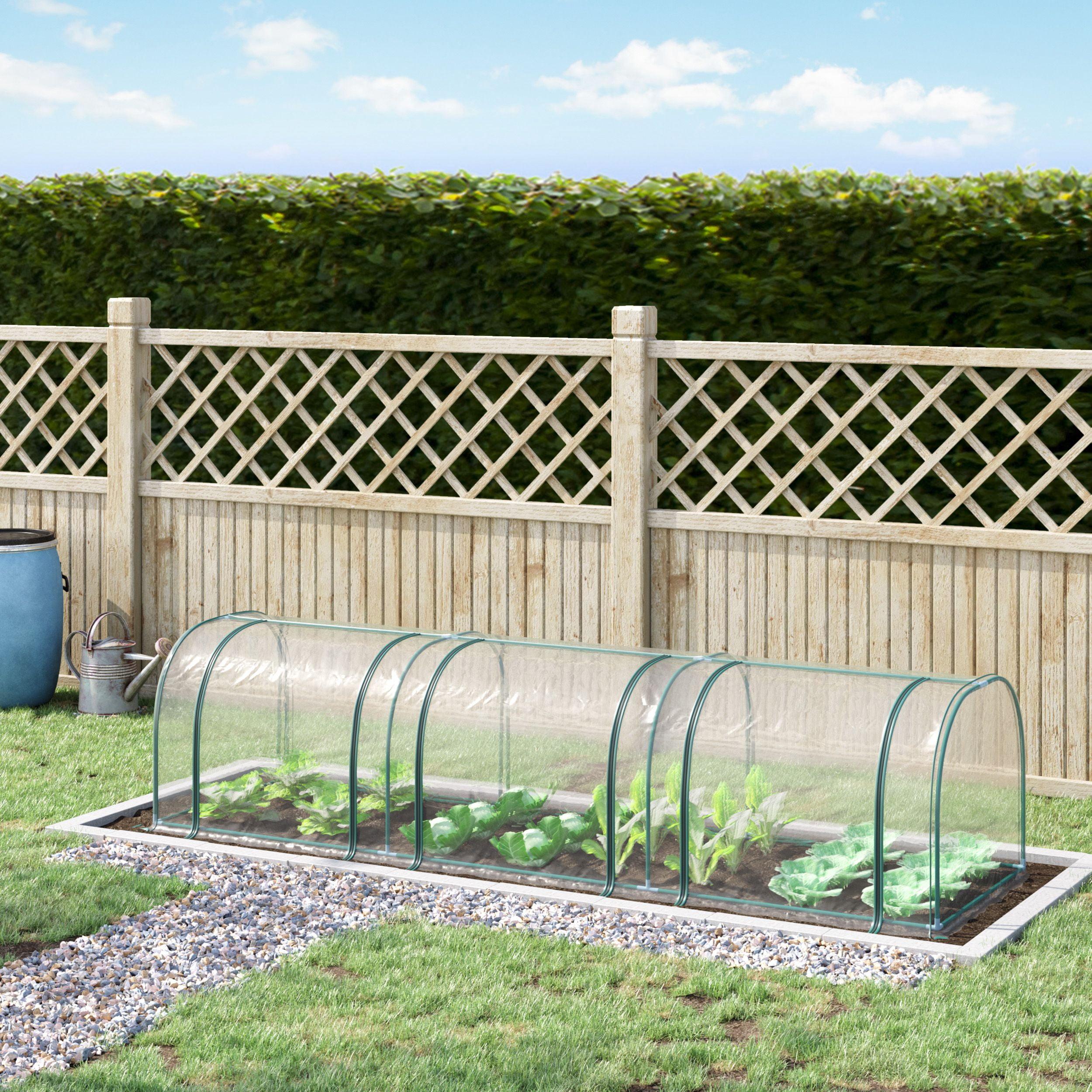 Outsunny Clear PVC Metal Tunnel Greenhouse with Zippered Doors