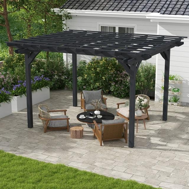 Outsunny 12 Ft. W x 10 Ft. D Solid Wood Pergola