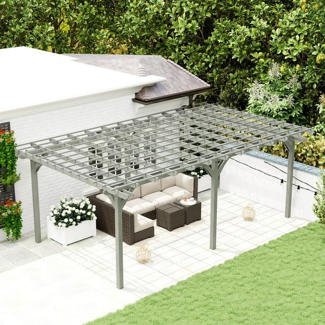 Outsunny 12' x 20' Wooden Pergola Grape Trellis, Outdoor Gazebo for Garden, Patio, Backyard, Deck, Gray