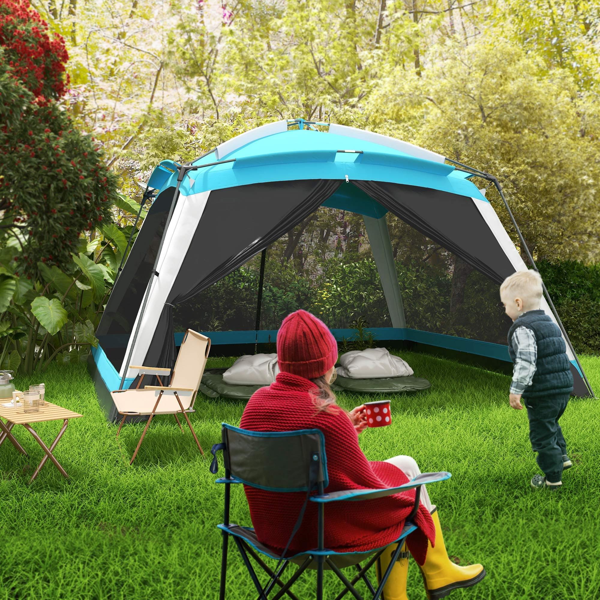 Sky Blue 12' x 12' Mesh Screen House Tent for 8 People