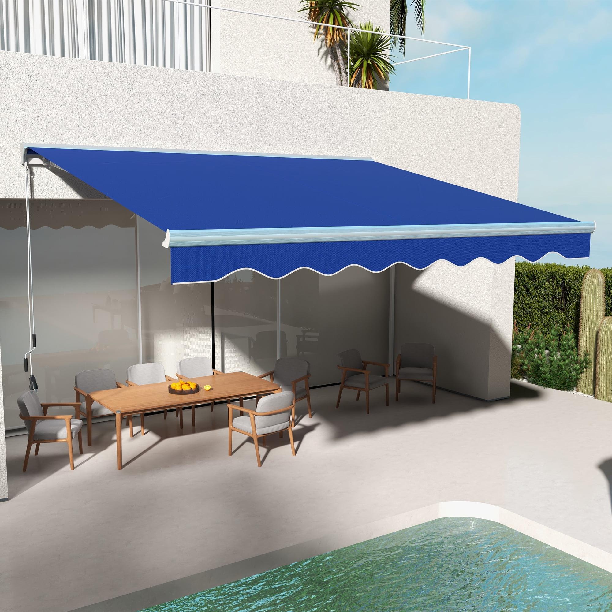 Outsunny 120'' W D Polyester Cover Retractable Patio Awning