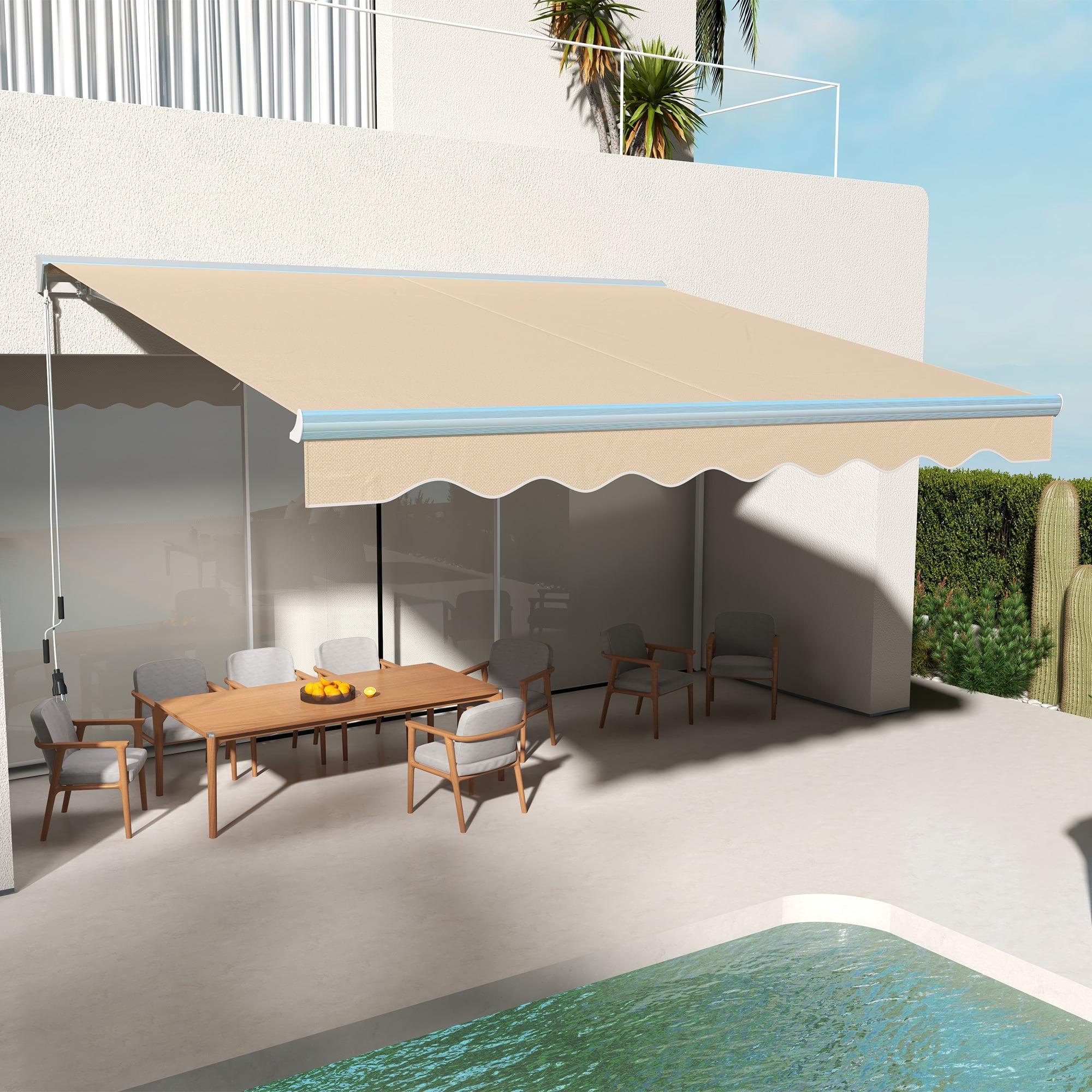 Outsunny 120'' W D Polyester Cover Retractable Patio Awning