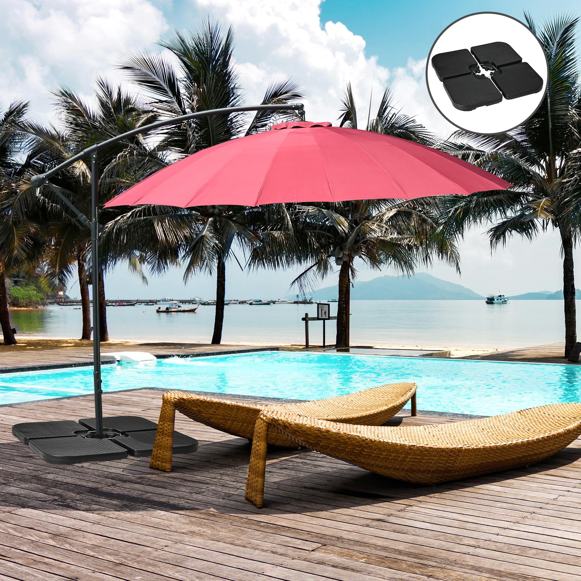 Outsunny 175 lb Black Plastic Patio Umbrella Base, Waterproof(4 Count)