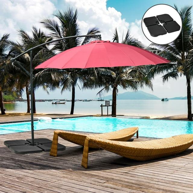 Outsunny 175 lb Black Plastic Patio Umbrella Base, Waterproof(4 Count)