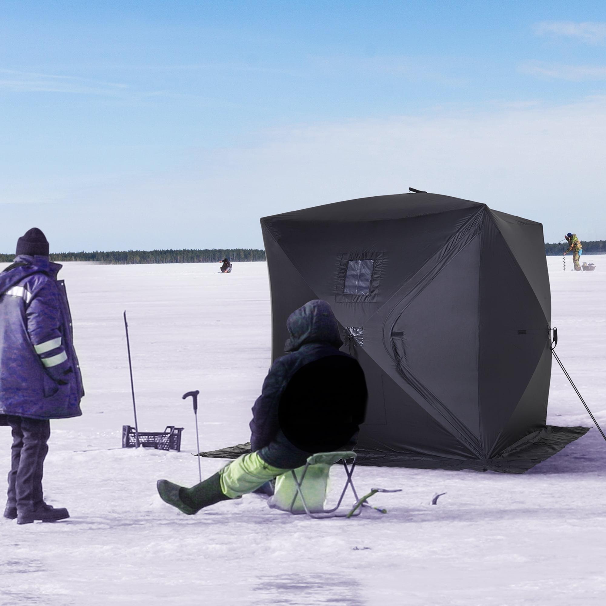 Black 2-Person Pop-Up Ice Fishing Tent with Carry Bag