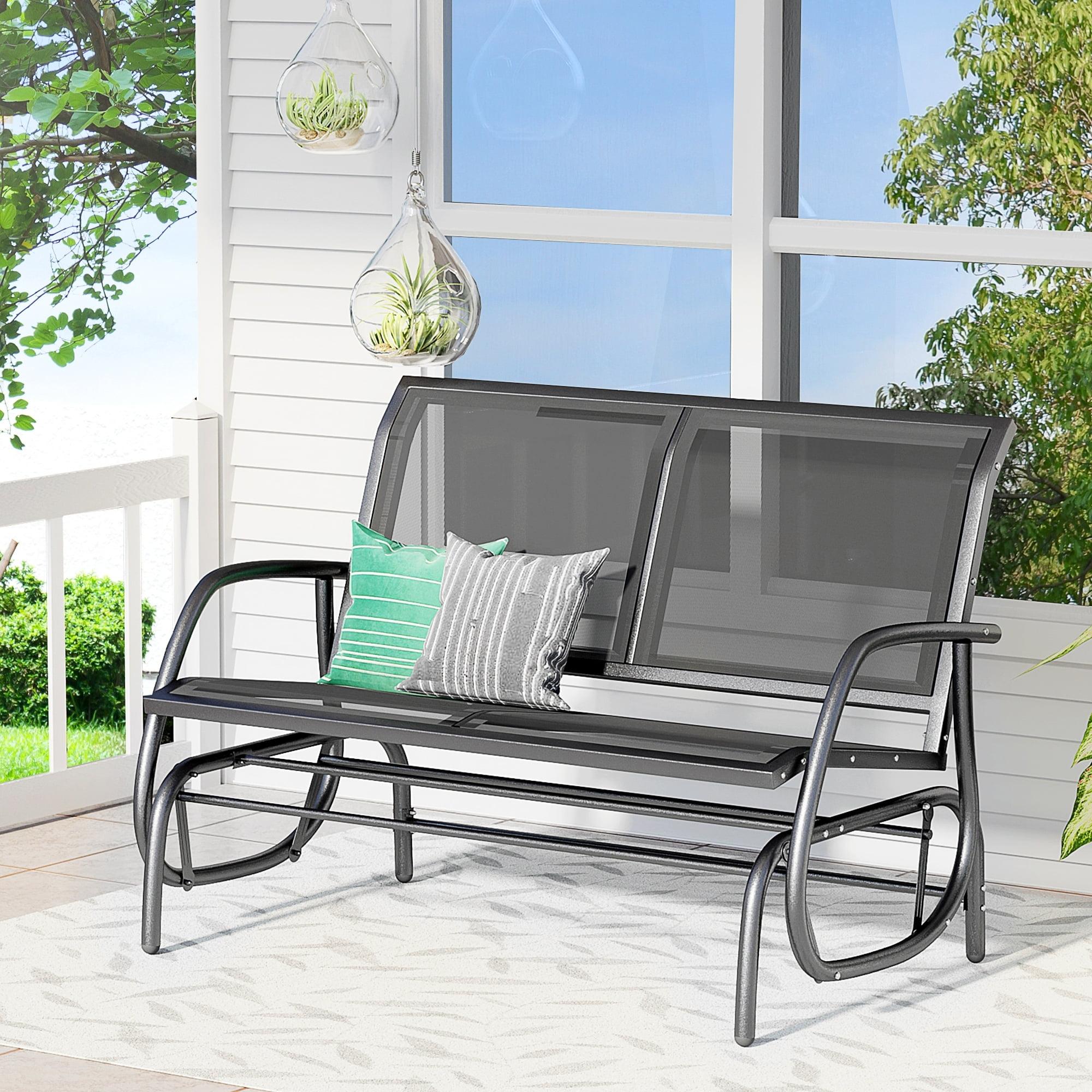 Soothing Mesh Ventilated Outdoor Glider Bench in Black