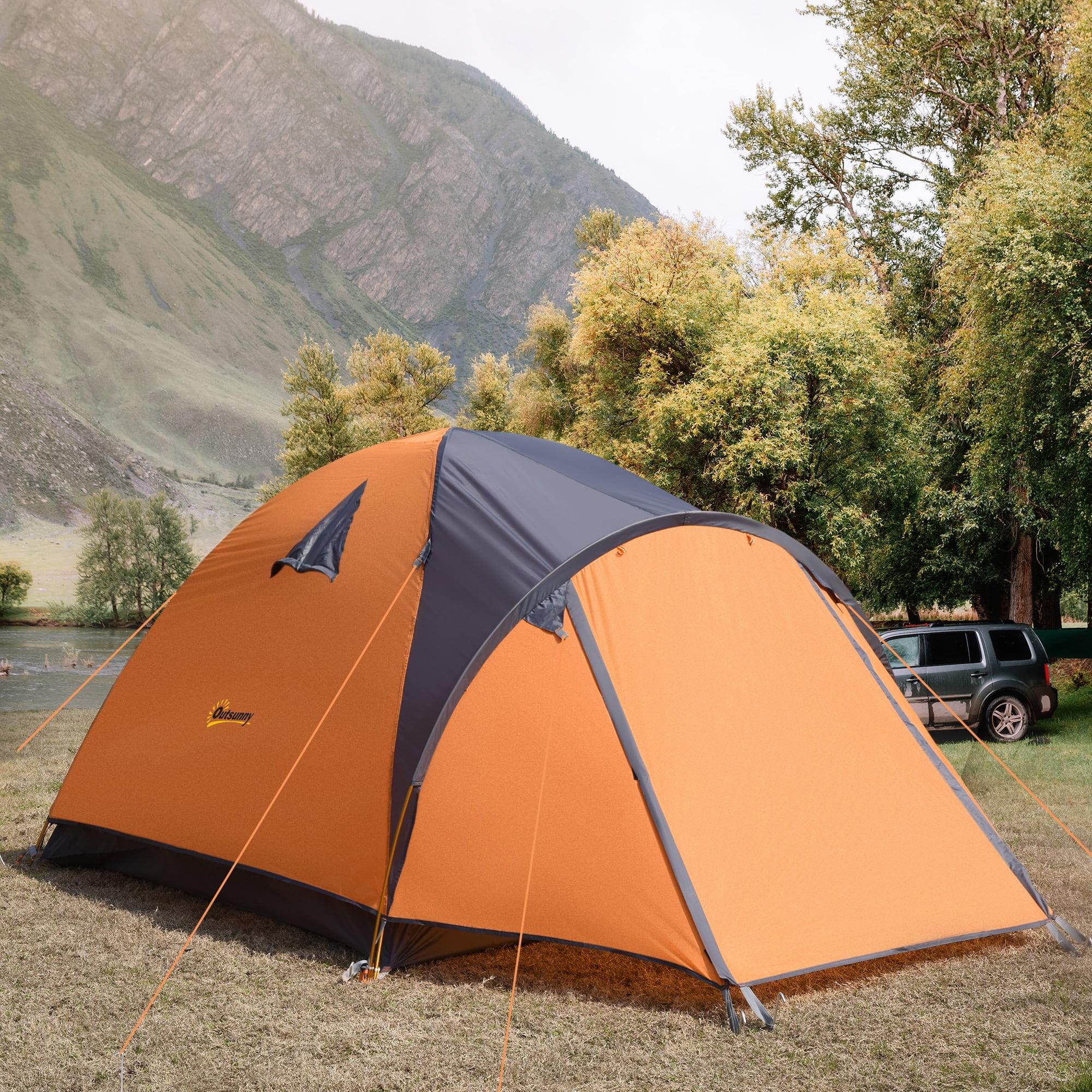 Four Season Orange 4 Person Camping Tent with Carry Bag