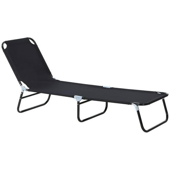 Outsunny Patio Chaise Lounge Chair, Layout Sun Tanning, Folding Sunbathing Beach Chair for Adults, Reclining Lay Down Lounger for Pool, Black