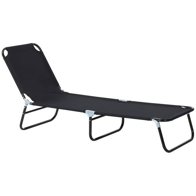 Outsunny Patio Chaise Lounge Chair, Layout Sun Tanning, Folding Sunbathing Beach Chair for Adults, Reclining Lay Down Lounger for Pool, Black
