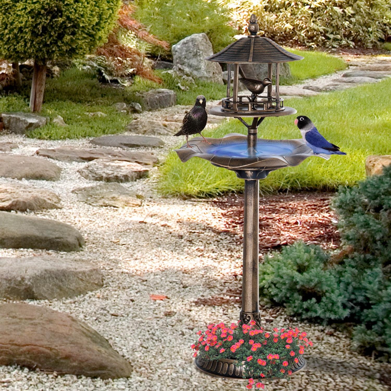 Antique Bronze 3-in-1 Bird Bath Feeder Planter