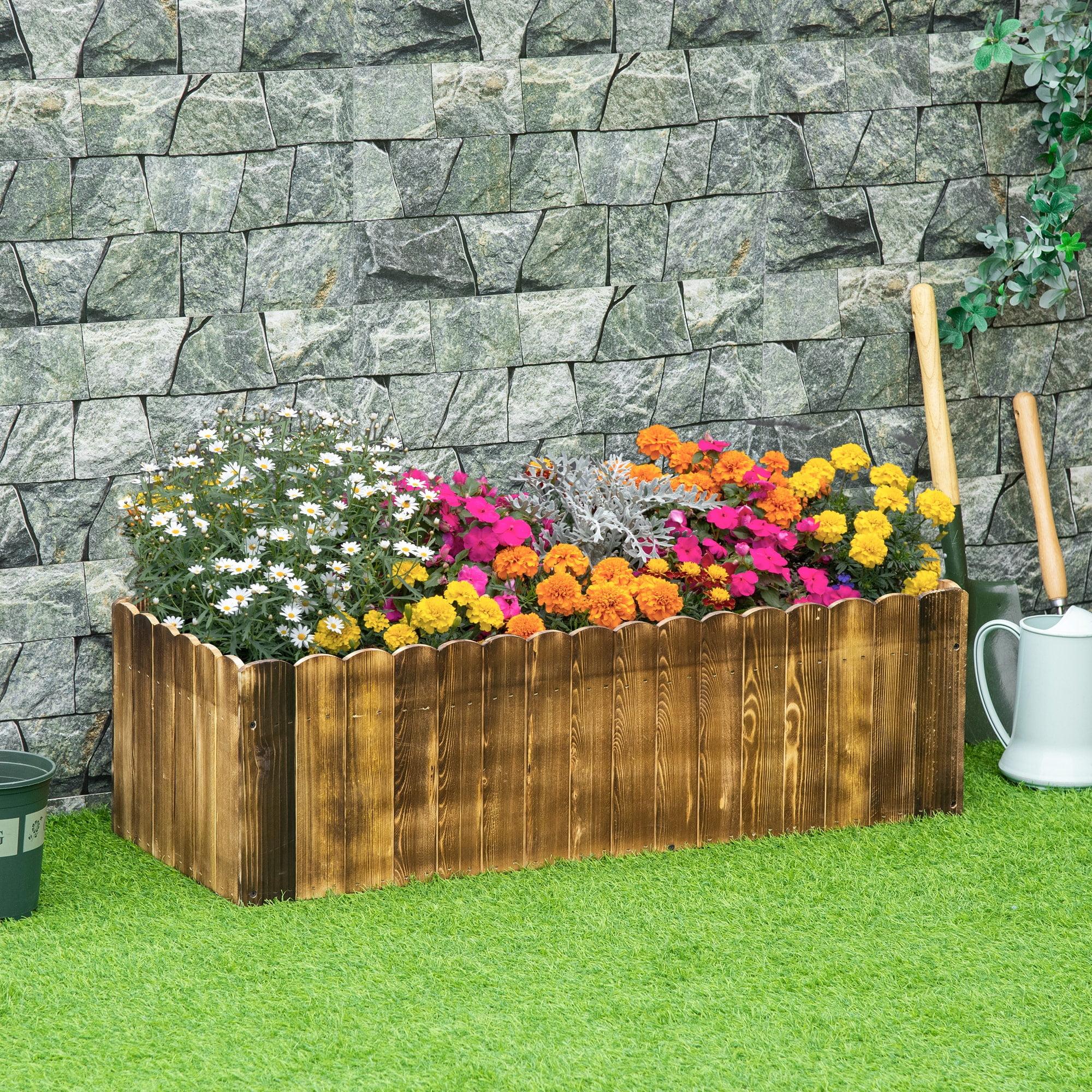 Outsunny 40" x 16" x 12" Raised Garden Bed, Raised Planter Box, Wooden Planter Raised Bed with Drainage Gaps & Lightweight Build