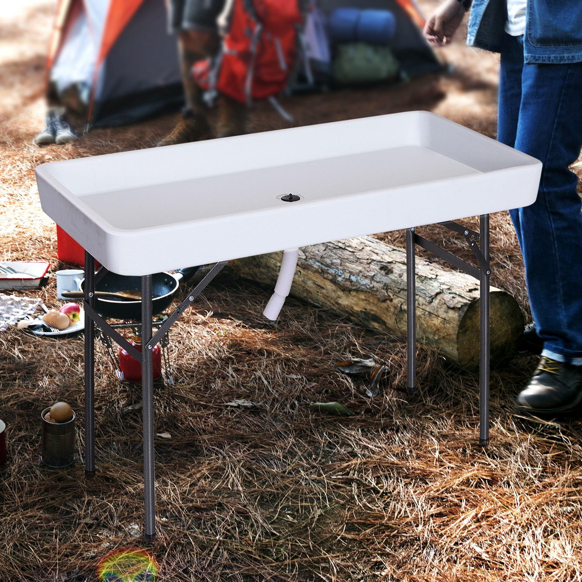 Portable Folding Fish Cleaning Table with Sink and Steel Legs