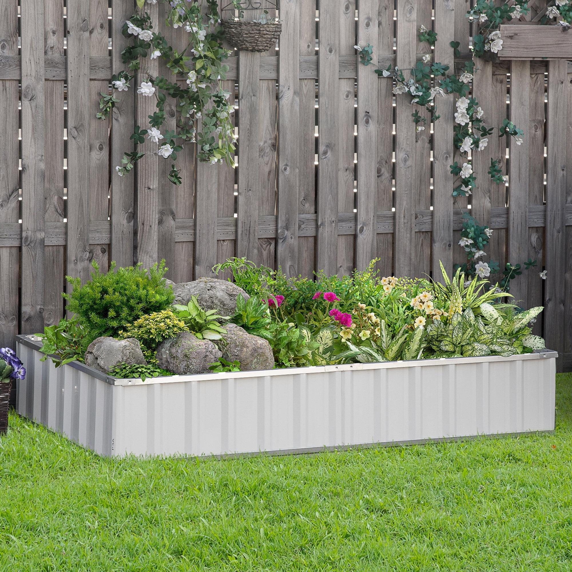 White Galvanized Steel Raised Garden Bed Kit for Vegetables