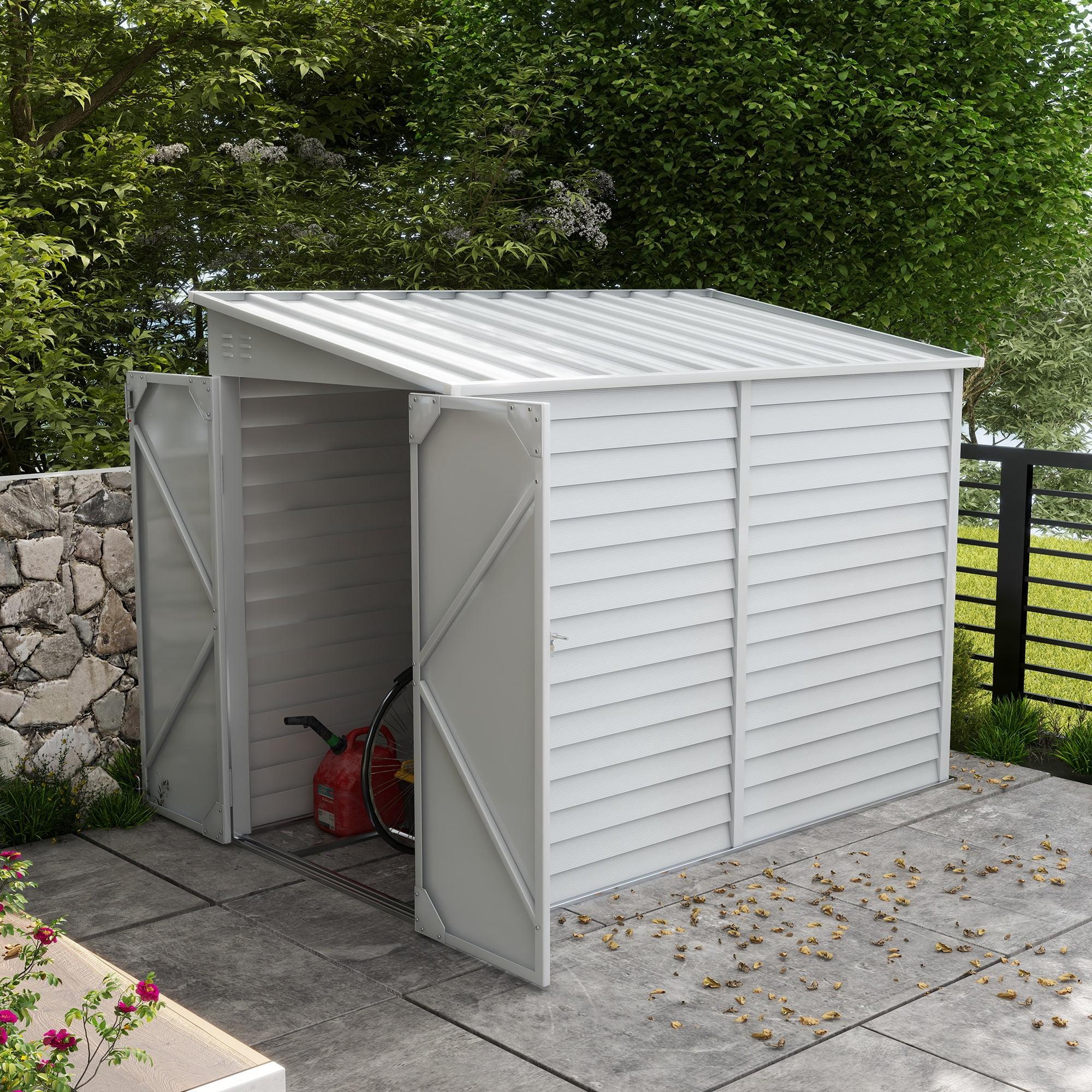 Outsunny White Metal Garden Storage Shed with Sliding Door and Windows