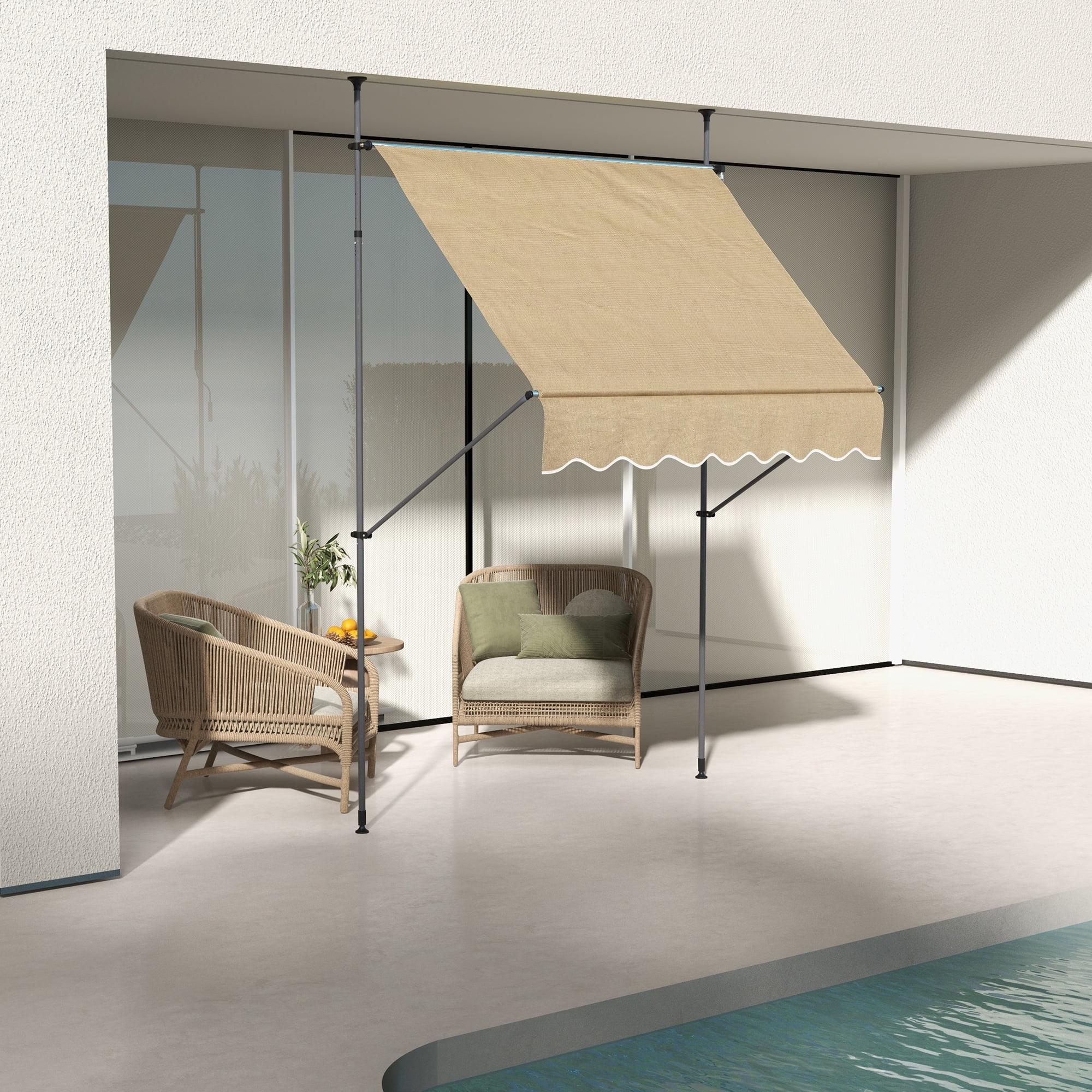 Outsunny D Polyester Cover Retractable Patio Awning
