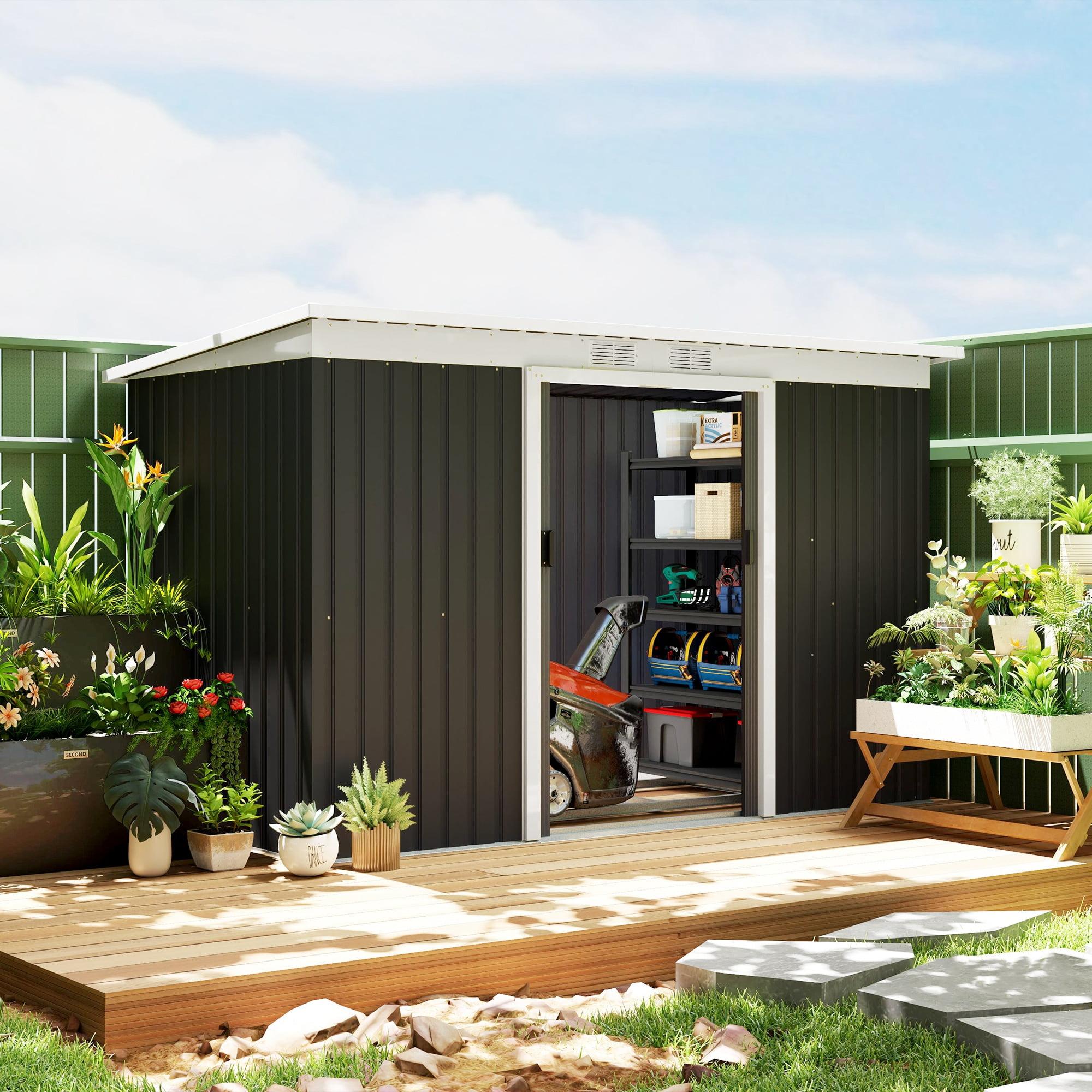 9 ft. W x 4 ft. D Metal Horizontal Tool Shed