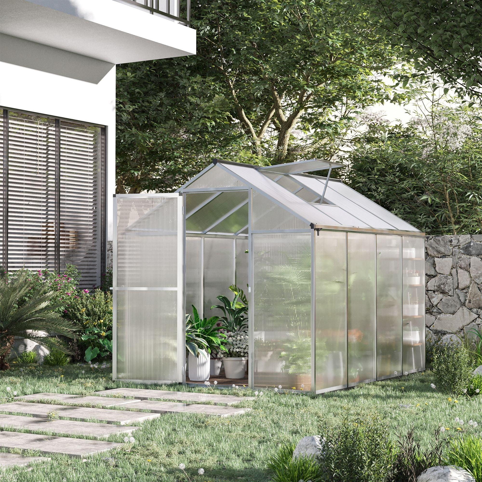 Outsunny 8' x 6' Clear Polycarbonate Walk-In Greenhouse