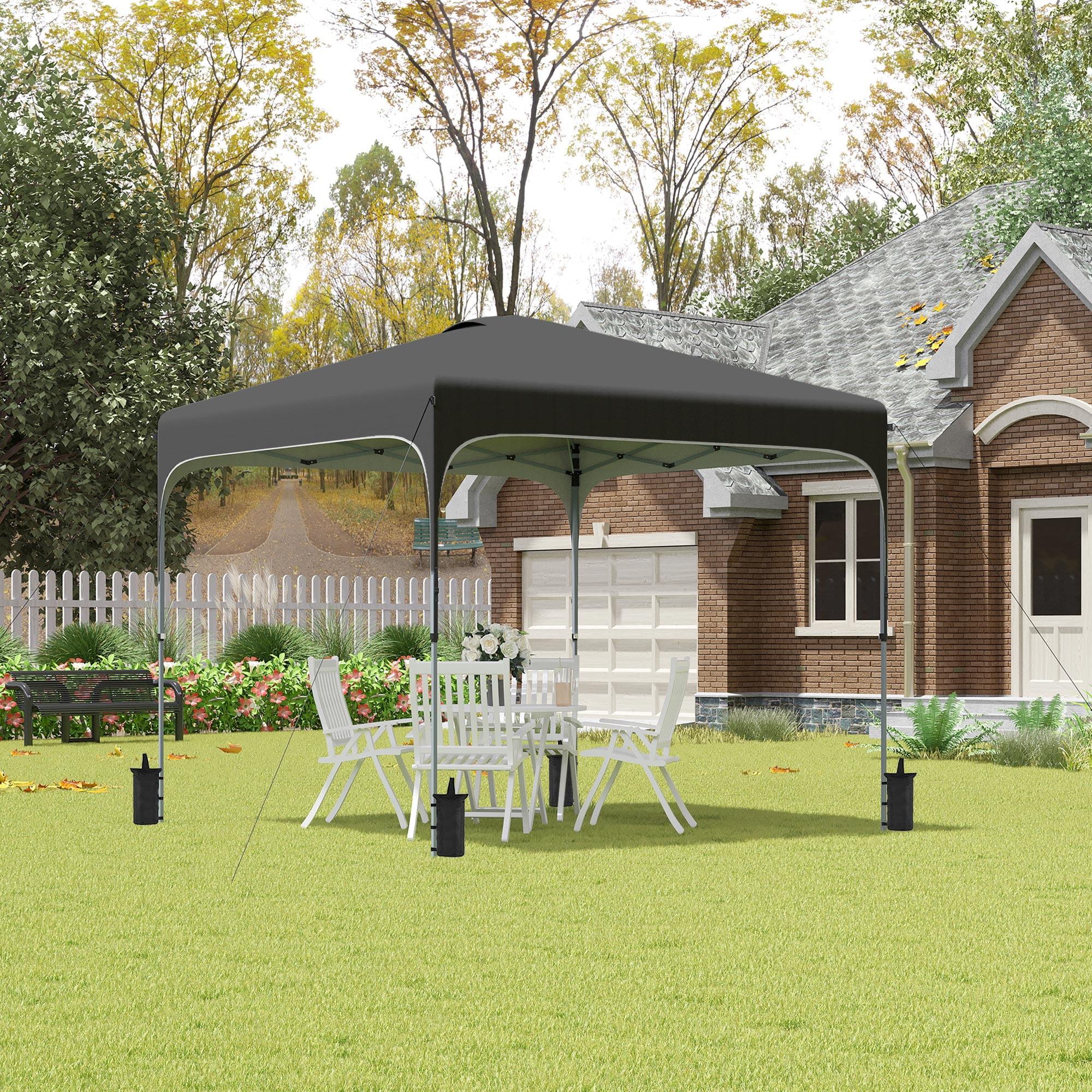 Black Adjustable Height Steel Pop-Up Canopy Tent