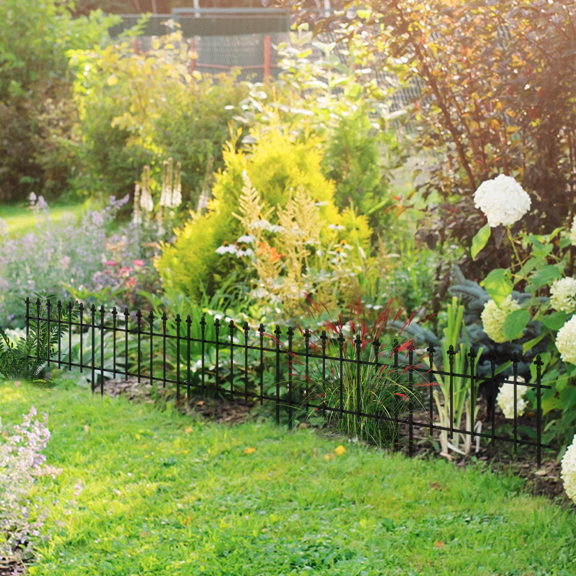 Black Steel Decorative Garden Border Fence Panels, 9.2' x 17.25"