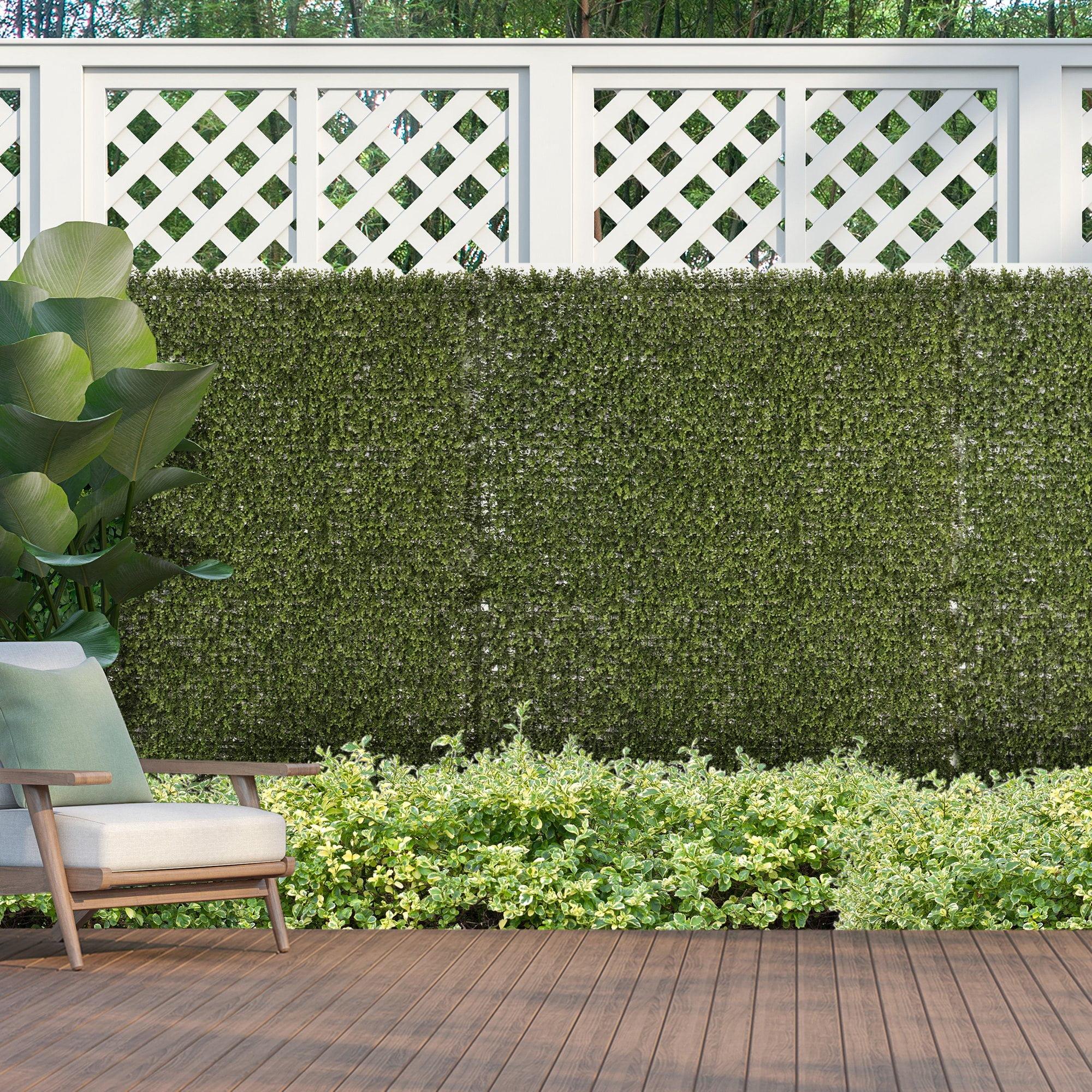 Outsunny Artificial Grass Wall Panel Backdrop, 12 20" x 20" Boxwood UV Protection Privacy Screen Panels, Green