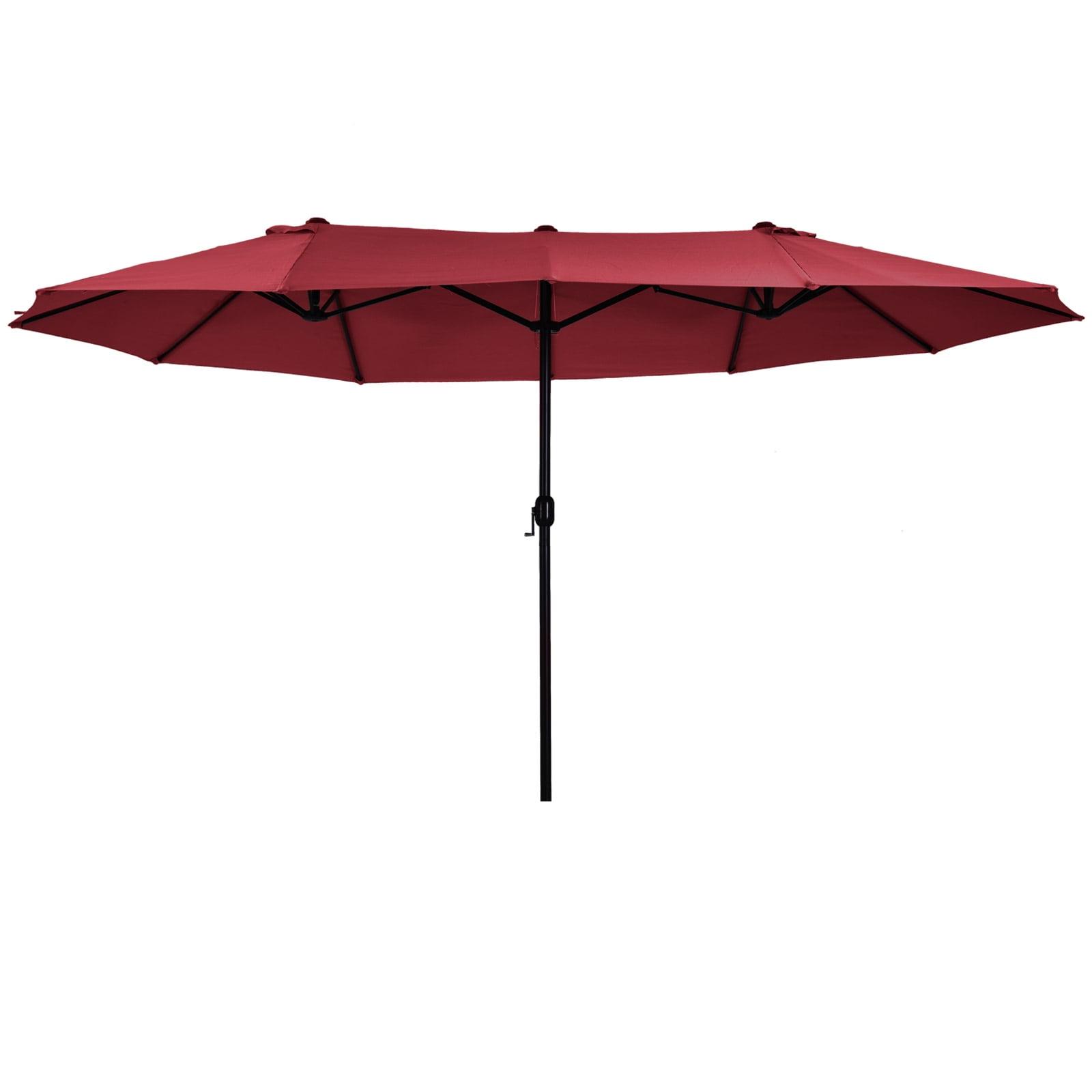 Outsunny 15ft Patio Umbrella Double-Sided Outdoor Market Extra Large Umbrella with Crank Handle for Deck, Lawn, Backyard and Pool