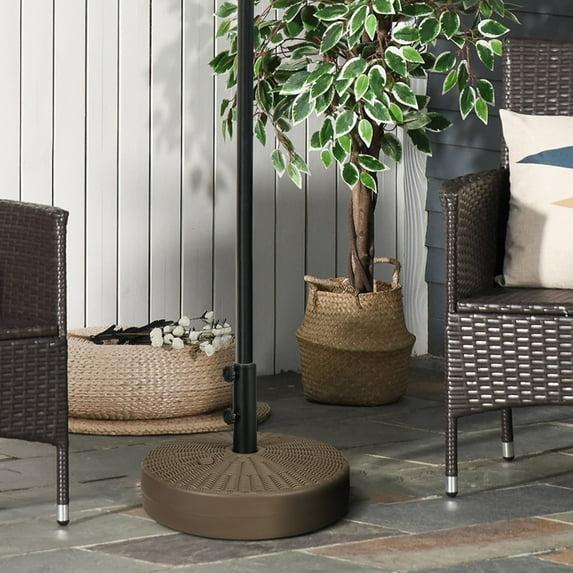 Outsunny Fillable Round Umbrella Base for 1.25"-2" Umbrella Poles, Heavy Duty Umbrella Stand for Outdoor, Lawn, Poolside, Brown