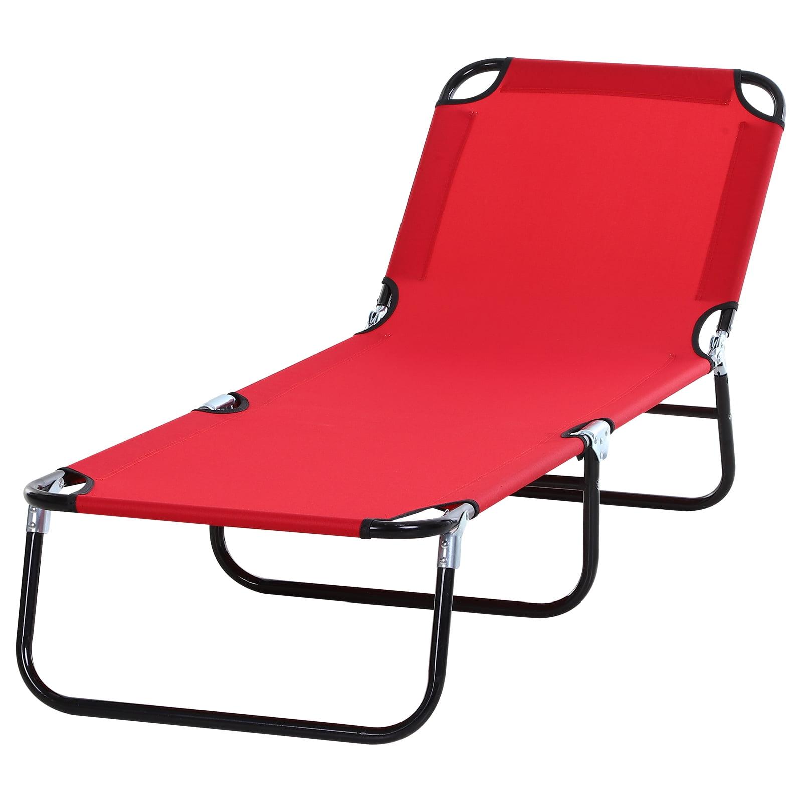 Outsunny Portable Outdoor Sun Lounger, Lightweight Folding Chaise Lounge Chair w/ 5-Position Adjustable Backrest for Beach, Poolside and Patio